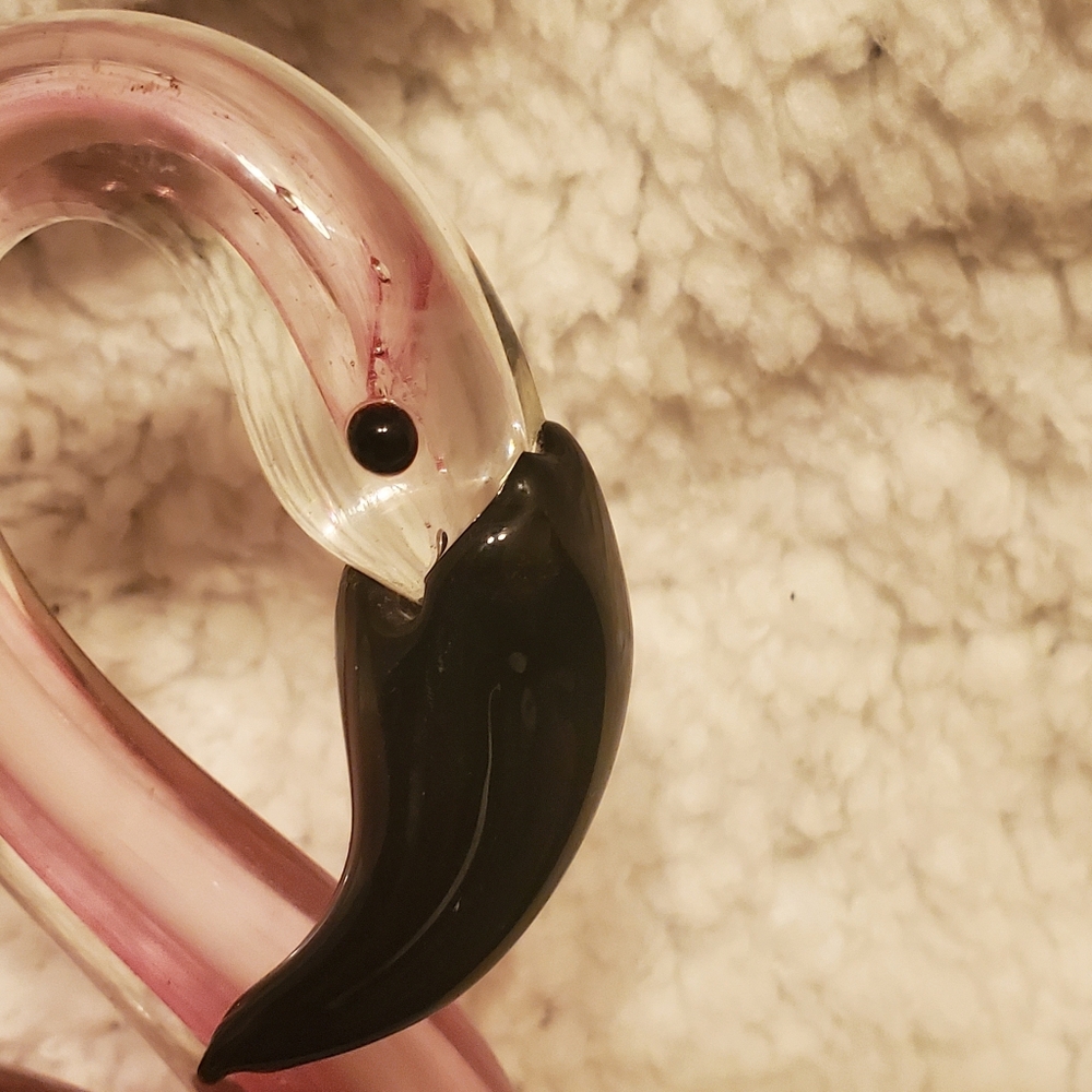 Vintage Hobby Lobby Hand Blown Art Glass Pink Flamingo Tropical Home Decor - Picture 3 of 6